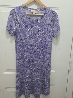 Michael Kors Purple and White Paisley Dress S